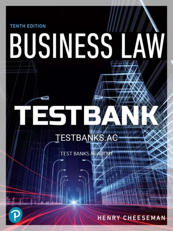 Cover for Test Bank for Business Law 10th Edition by Cheeseman