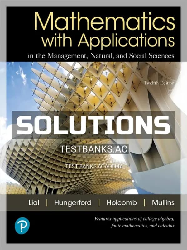 Cover for Solutions Manual for Mathematics with Applications 12th Edition by Lial