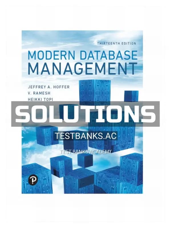 Cover for Solutions Manual for Modern Database Management 13th Edition by Hoffer