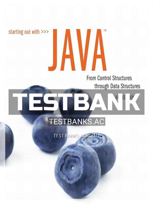 Cover for Test Bank for Starting Out with Java From Control Structures through Data Structures 4th Edition by Gaddis