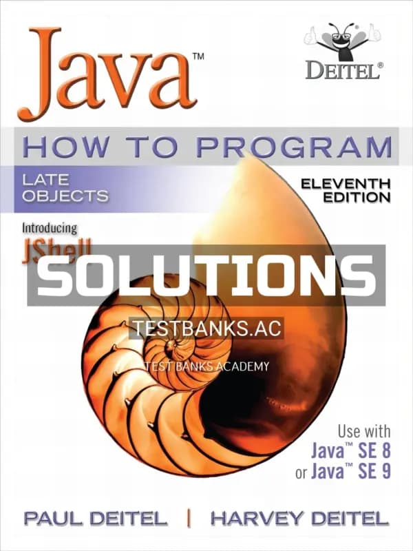 Cover for Solutions Manual for Java How To Program Late Objects 11th Edition by Deitel