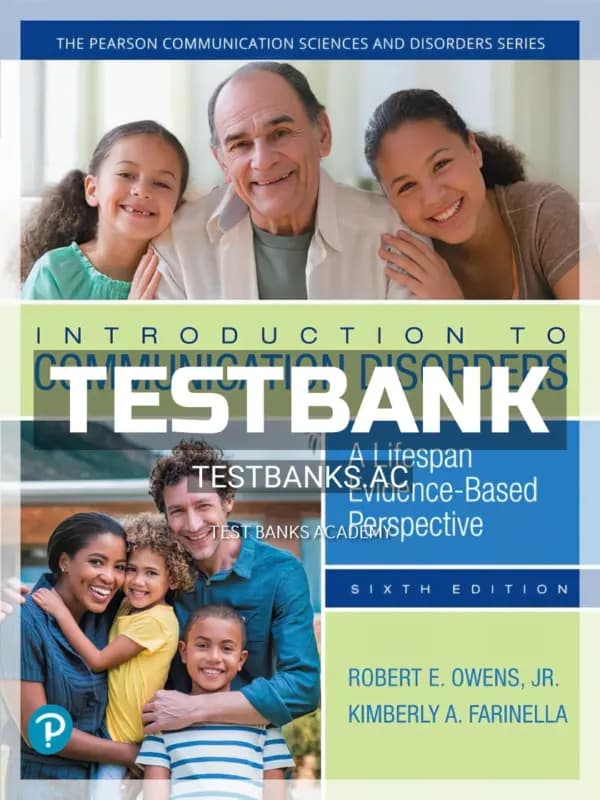Cover for Test Bank for Introduction to Communication Disorders 6th Edition by Owens