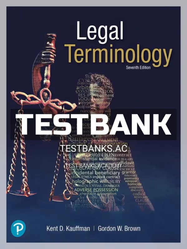 Cover for Test Bank for Legal Terminology 7th Edition by Kauffman