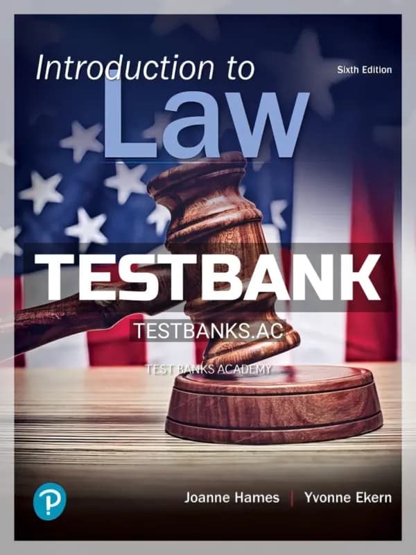 Cover for Test Bank for Introduction to Law 6th Edition by Hames
