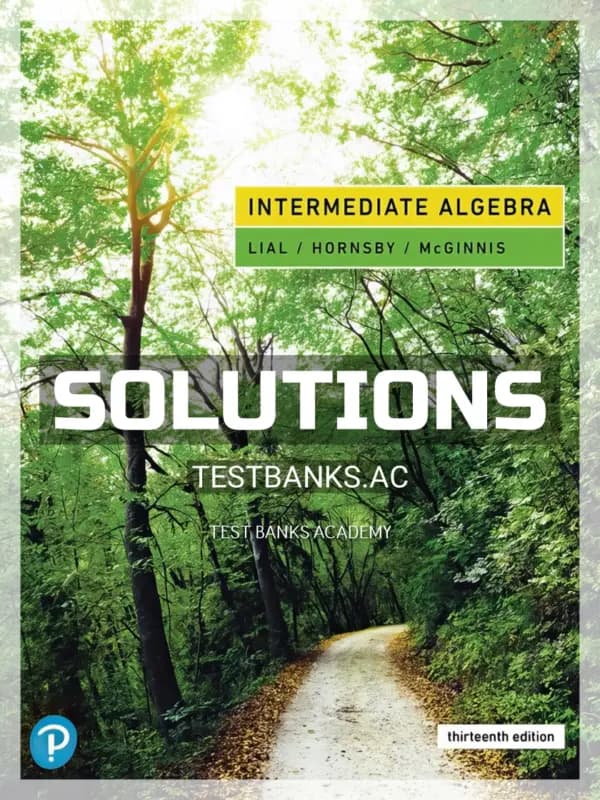Cover for Solutions Manual for Intermediate Algebra 13th Edition by Lial