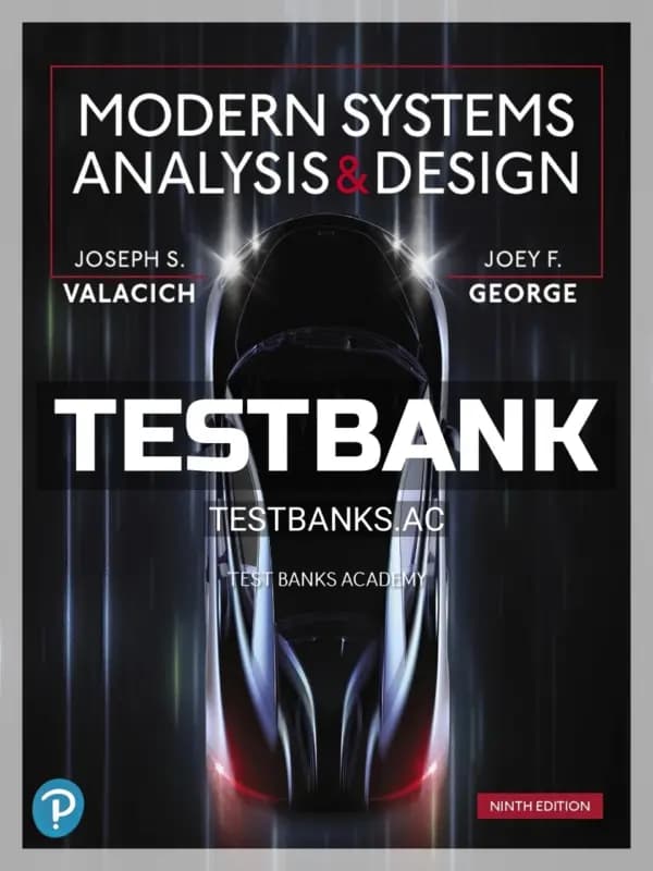 Cover for Test Bank for Modern Systems Analysis and Design 9th Edition by Valacich