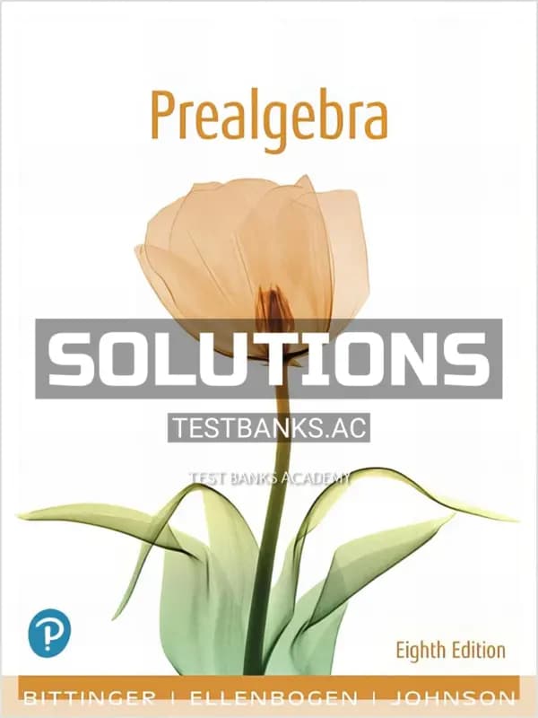 Cover for Solutions Manual for Prealgebra 8th Edition by Bittinger