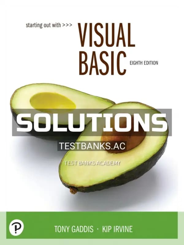Cover for Solutions Manual for Starting Out With Visual Basic 8th Edition by Gaddis