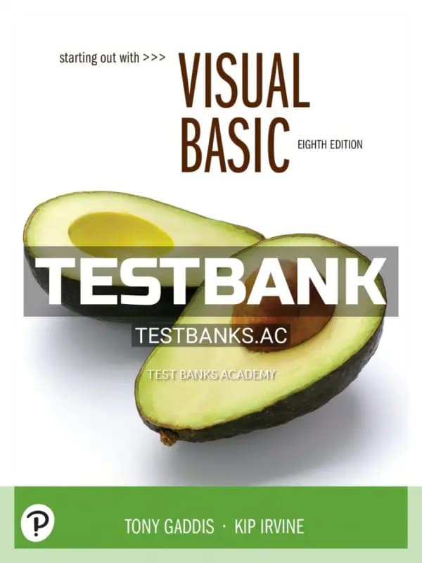 Cover for Test Bank for Starting Out With Visual Basic 8th Edition by Gaddis