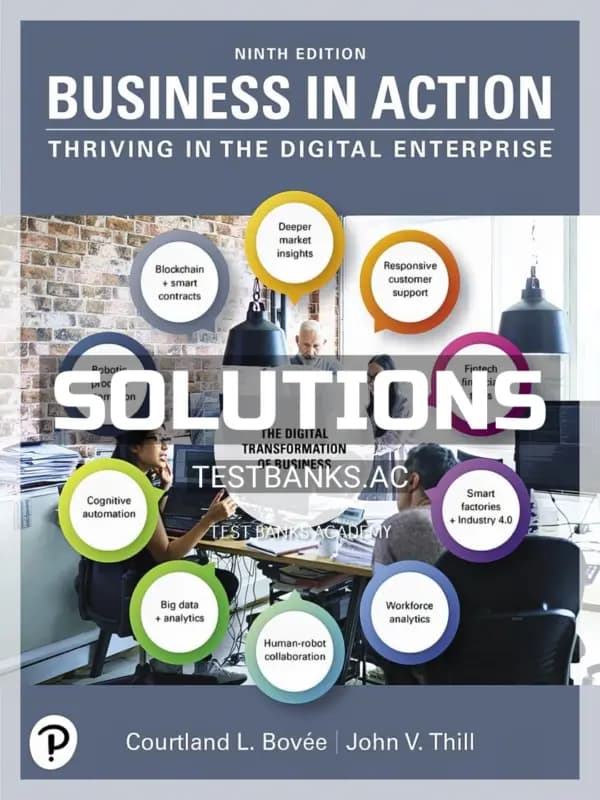 Cover for Solutions Manual for Business in Action 9th Edition by Bovee