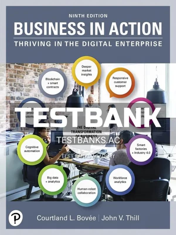 Cover for Test Bank for Business in Action 9th Edition by Bovee