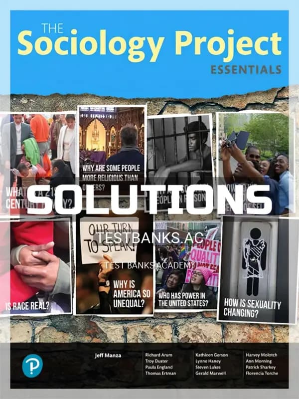 Cover for Solutions Manual for Sociology Project Essentials 1st Edition by NYU Sociology Department