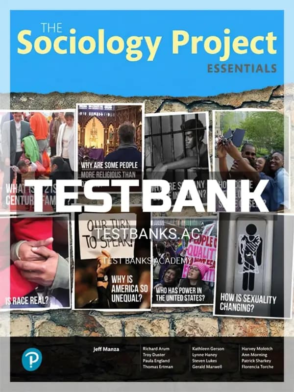 Cover for Test Bank for Sociology Project Essentials 1st Edition by NYU Sociology Department