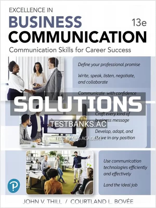 Cover for Solutions Manual for Excellence in Business Communication 13th Edition by Thill