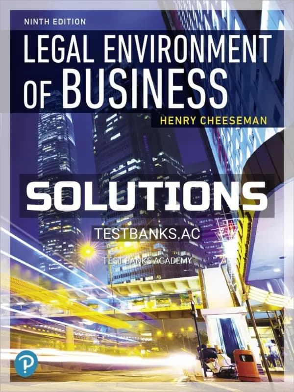 Cover for Solutions Manual for Legal Environment of Business 9th Edition by Cheeseman
