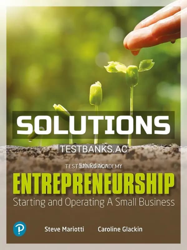 Cover for Solutions Manual for Entrepreneurship Starting and Operating a Small Business 5th Edition by Glackin