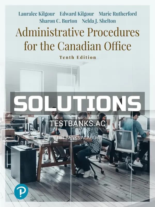 Cover for Solutions Manual for Administrative Procedures for the Canadian Office 10th CA Edition by Kilgour