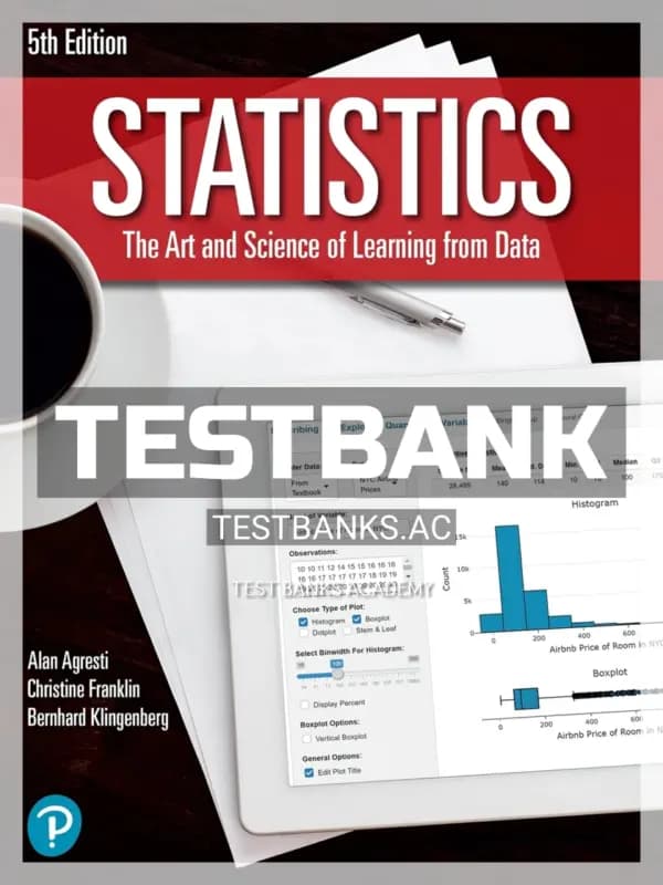 Cover for Test Bank for Statistics 5th Edition by Agresti