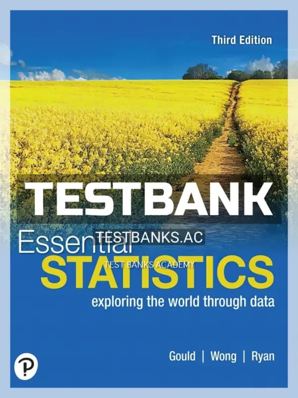 Cover for Test Bank for Essential Statistics 3rd Edition by Gould