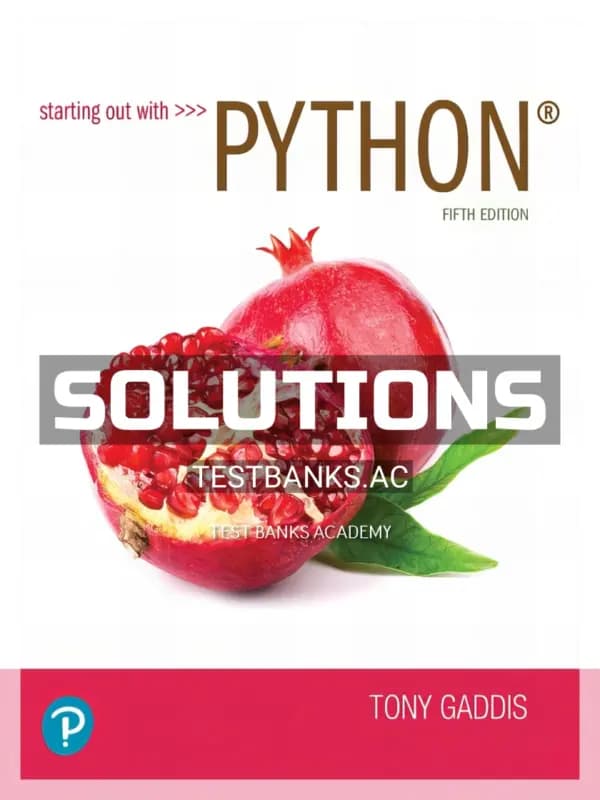 Cover for Solutions Manual for Starting out with Python 5th Edition by Gaddis
