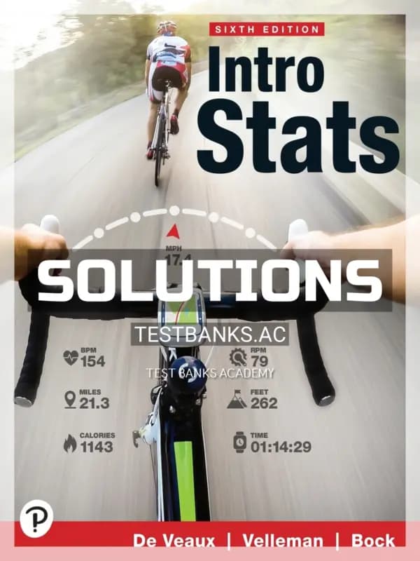 Cover for Solutions Manual for Intro Stats 6th Edition by De Veaux