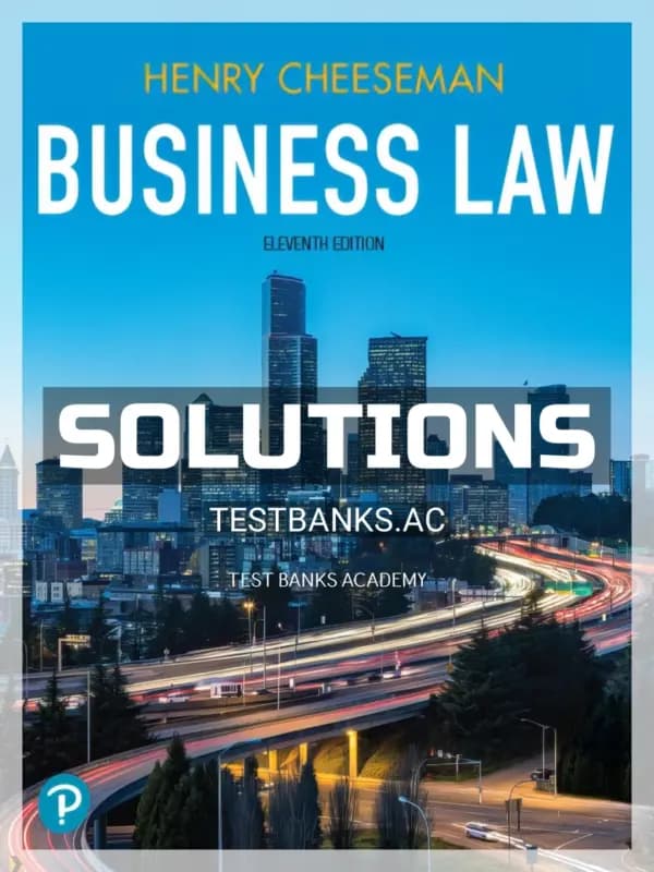 Cover for Solutions Manual for Business Law 11th Edition by Cheeseman