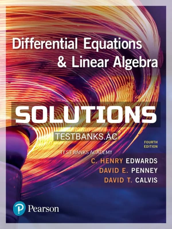 Cover for Solutions Manual for Differential Equations and Linear Algebra Digital Update 4th Edition by Edwards