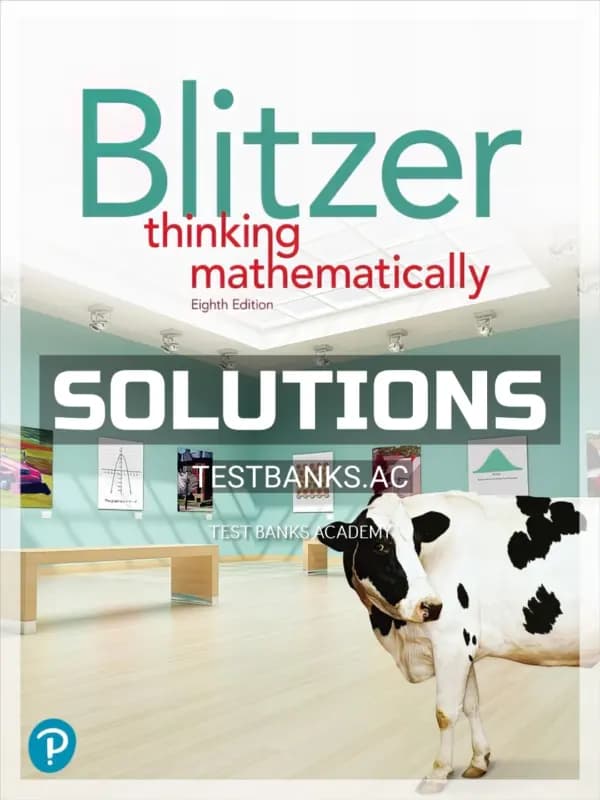 Cover for Solutions Manual for Thinking Mathematically 8th Edition by Blitzer