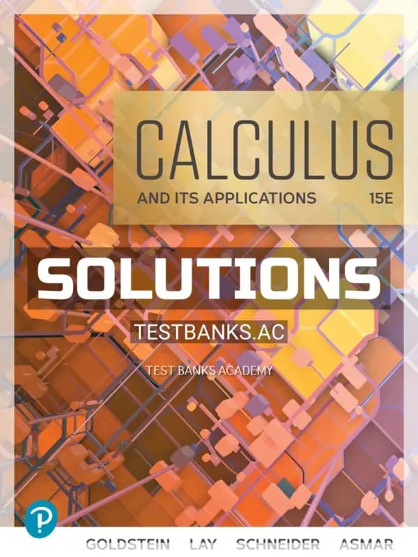 Cover for Solutions Manual for Calculus and Its Applications 15th Edition by Goldstein