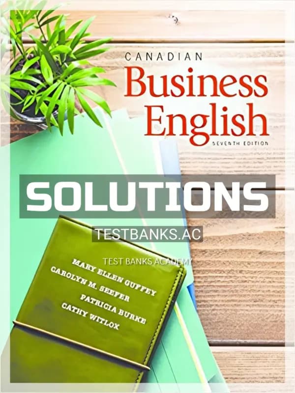 Cover for Solutions Manual for Canadian Business English 7th CA Edition by Guffey
