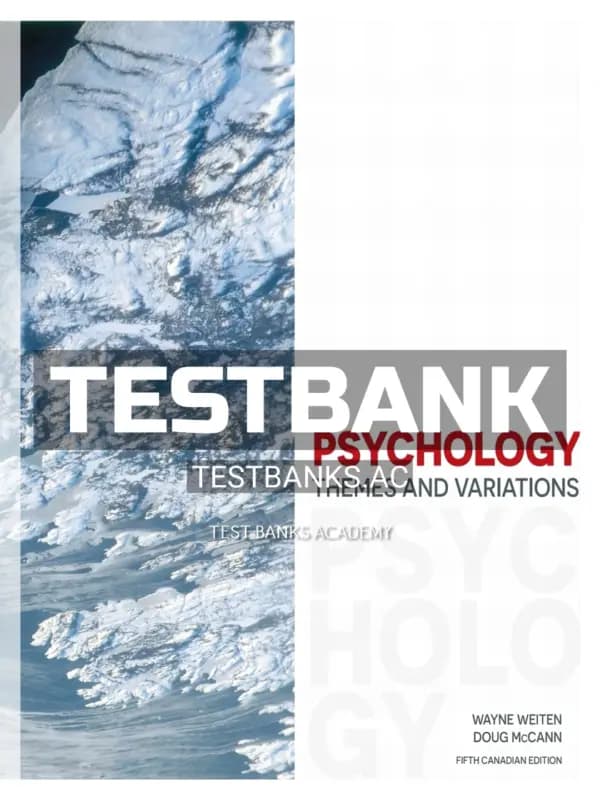 Cover for Test Bank for Psychology Themes and Variations 5th CA Edition by Weiten