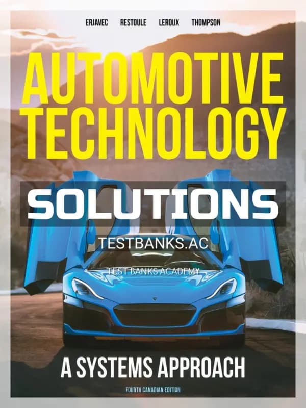 Cover for Solutions Manual for Automotive Technology 4th CA Edition by Erjavec