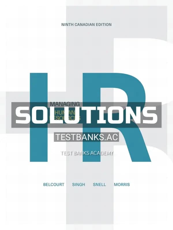 Cover for Solutions Manual for Managing Human Resources 9th CA Edition by Bellcourt