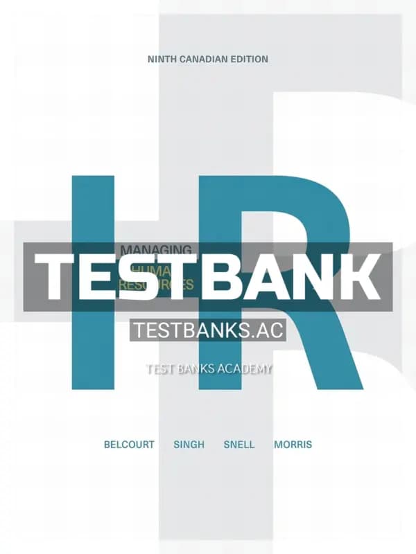Cover for Test Bank for Managing Human Resources 9th CA Edition by Bellcourt