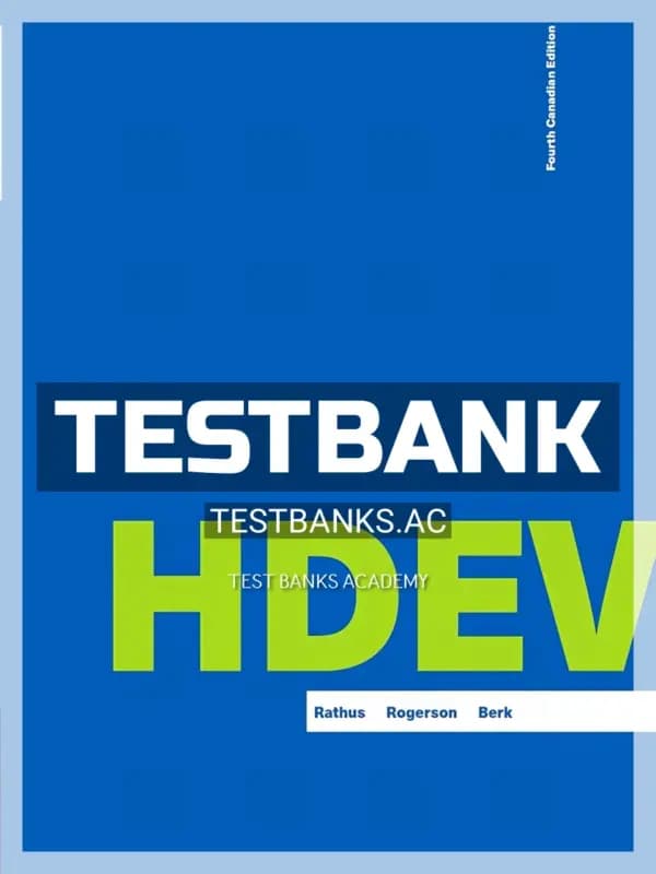 Cover for Test Bank for HDEV 4th CA Edition by Rathus