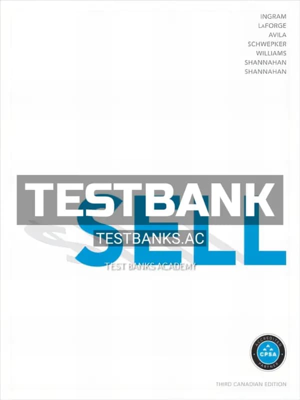 Cover for Test Bank for SELL 3rd CA Edition by Ingram