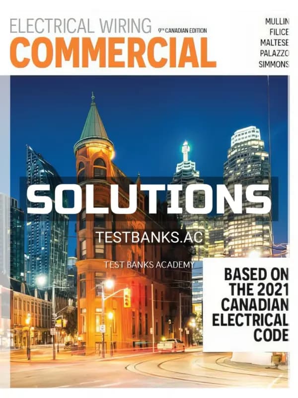 Cover for Solutions Manual for Electrical Wiring Commercial 9th CA Edition by Mullin