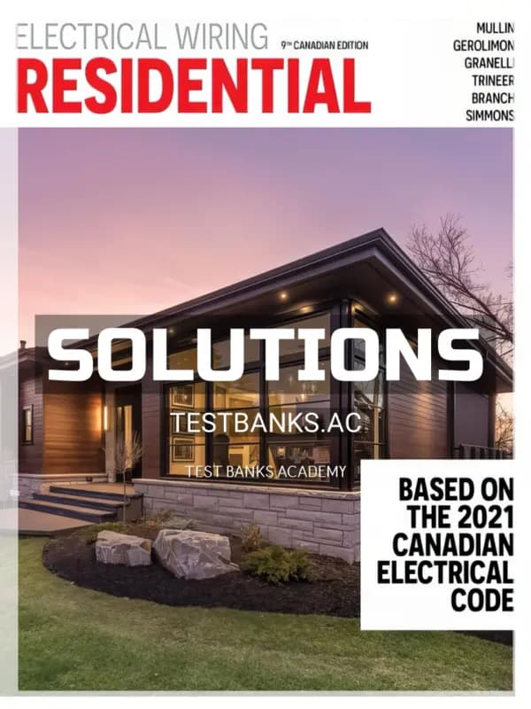 Cover for Solutions Manual for Electrical Wiring Residential 9th CA Edition by Mullin