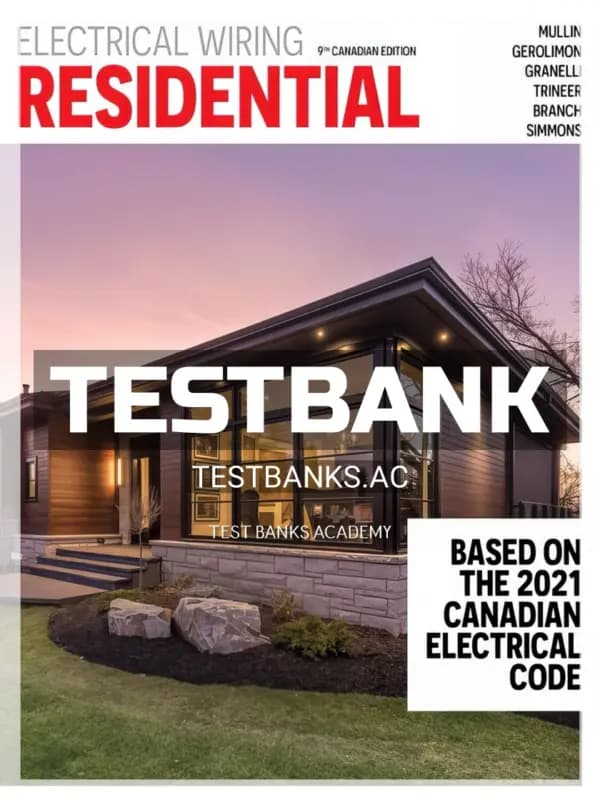 Cover for Test Bank for Electrical Wiring Residential 9th CA Edition by Mullin