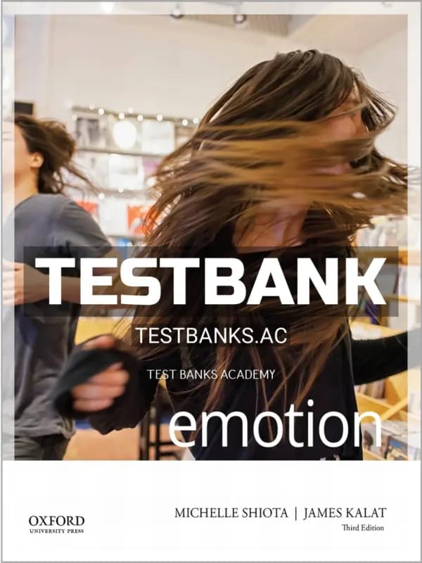 Cover for Test Bank for Emotion 3rd Edition by Shiota