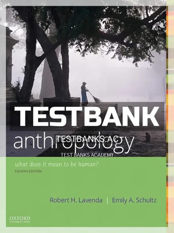 Cover for Test Bank for Anthropology What Does it Mean to Be Human 4th Edition by Lavenda