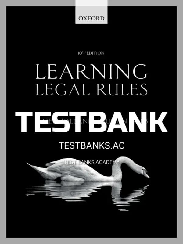 Cover for Test Bank for Learning Legal Rules Students Guide to Legal Method and Reasoning 10th Edition by Holland
