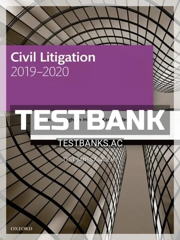 Cover for Test Bank for Civil Litigation 2019-2020 12th Edition by Cunningham-Hill