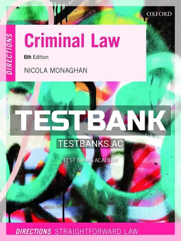Cover for Test Bank for Criminal Law Directions 6th Edition by Monaghan
