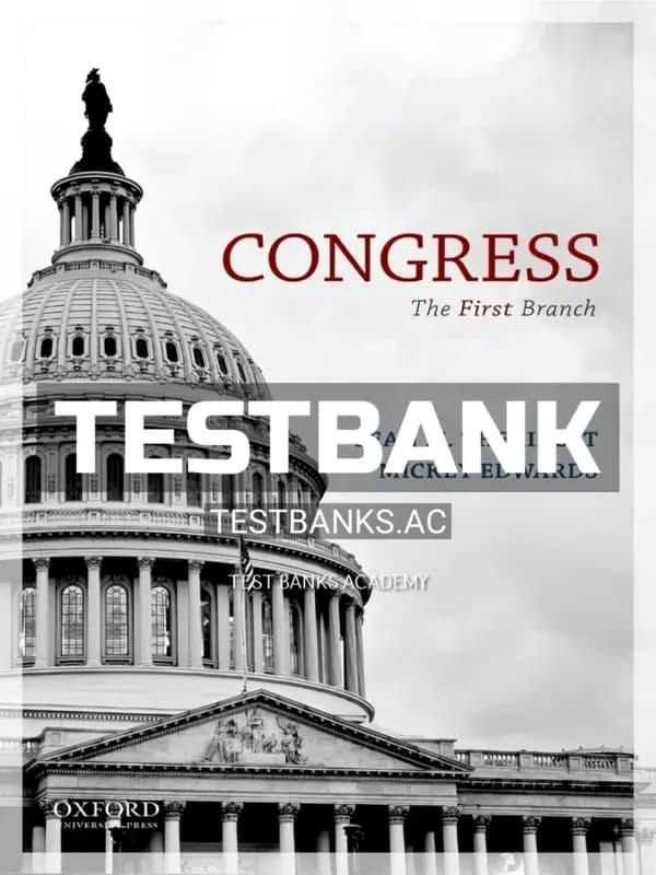 Cover for Test Bank for Congress First Branch 1st Edition by Theriault