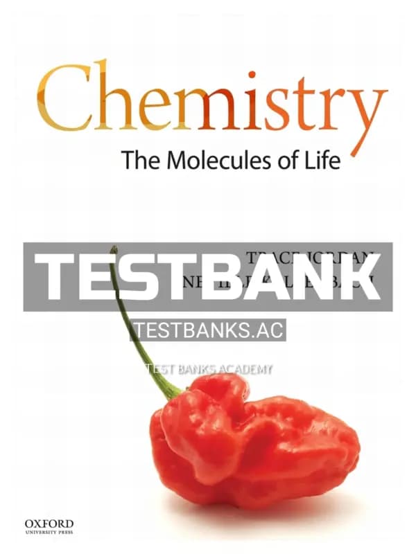 Cover for Test Bank for Chemistry The Molecules of Life 1st Edition by Jordan