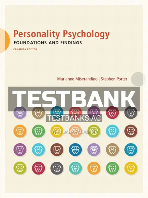 Cover for Test Bank for Personality Psychology Foundations and Findings 1st CA Edition by Miserandino