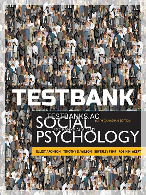 Cover for Test Bank for Social Psychology 6th CA Edition by Aronson