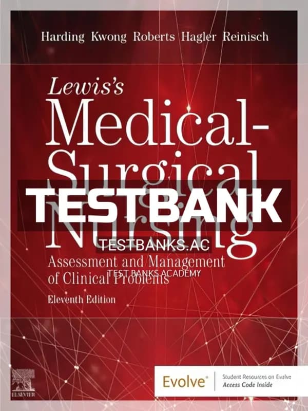 Cover for Test Bank for Lewis’s Medical Surgical Nursing 11th Edition by Harding