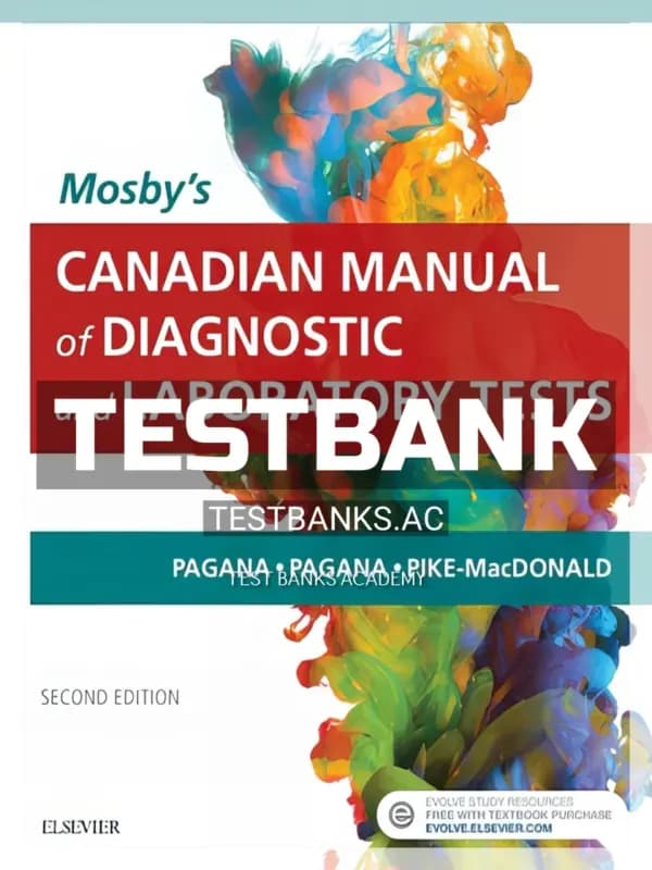 Cover for Test Bank for Mosby’s Canadian Manual of Diagnostic and Laboratory Tests 2nd CA Edition by Pagana